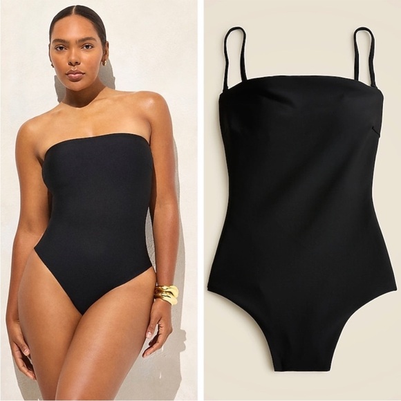 NEW J. Crew Gemma black bandeau one-piece in Classic Sculpt CI366 $138